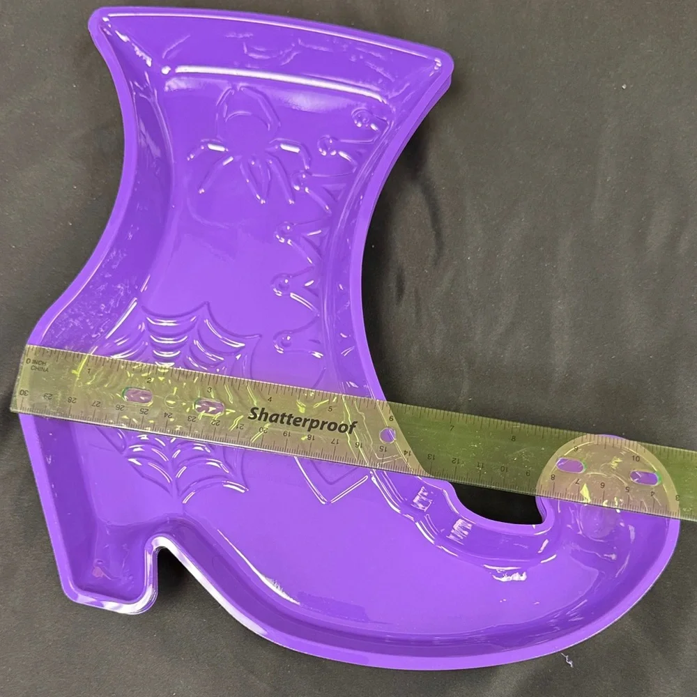 Purple Witch shoe party platter Plates tray all new 8 pieces spider web